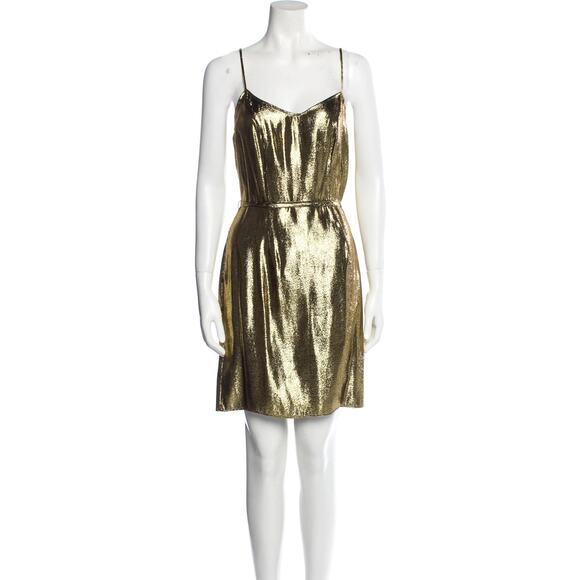 HVN Tender Loving Care NWT Silk Gold Lily Mini Slip Dress XS 0-2 Alexa Chung - Picture 3 of 7